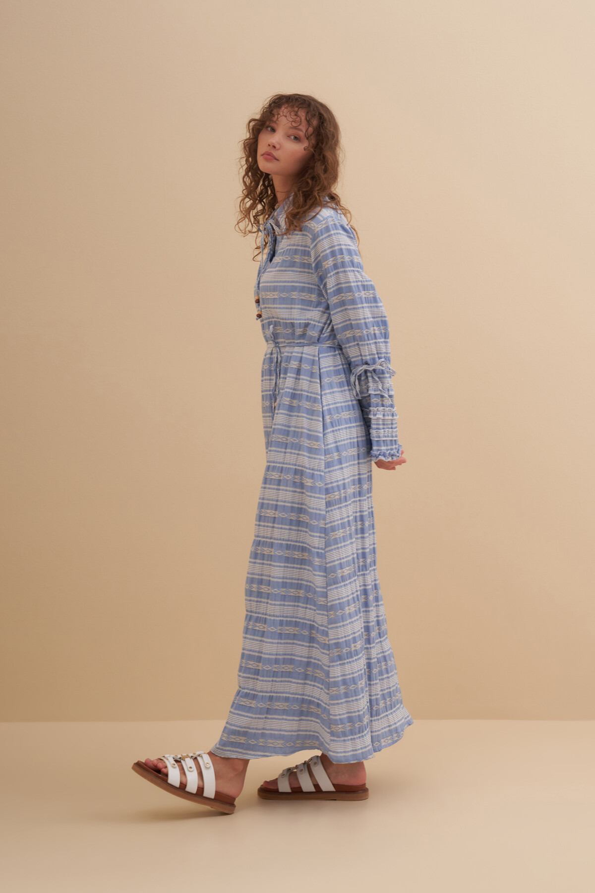 Bağlama Detaylı Desenli Elbise