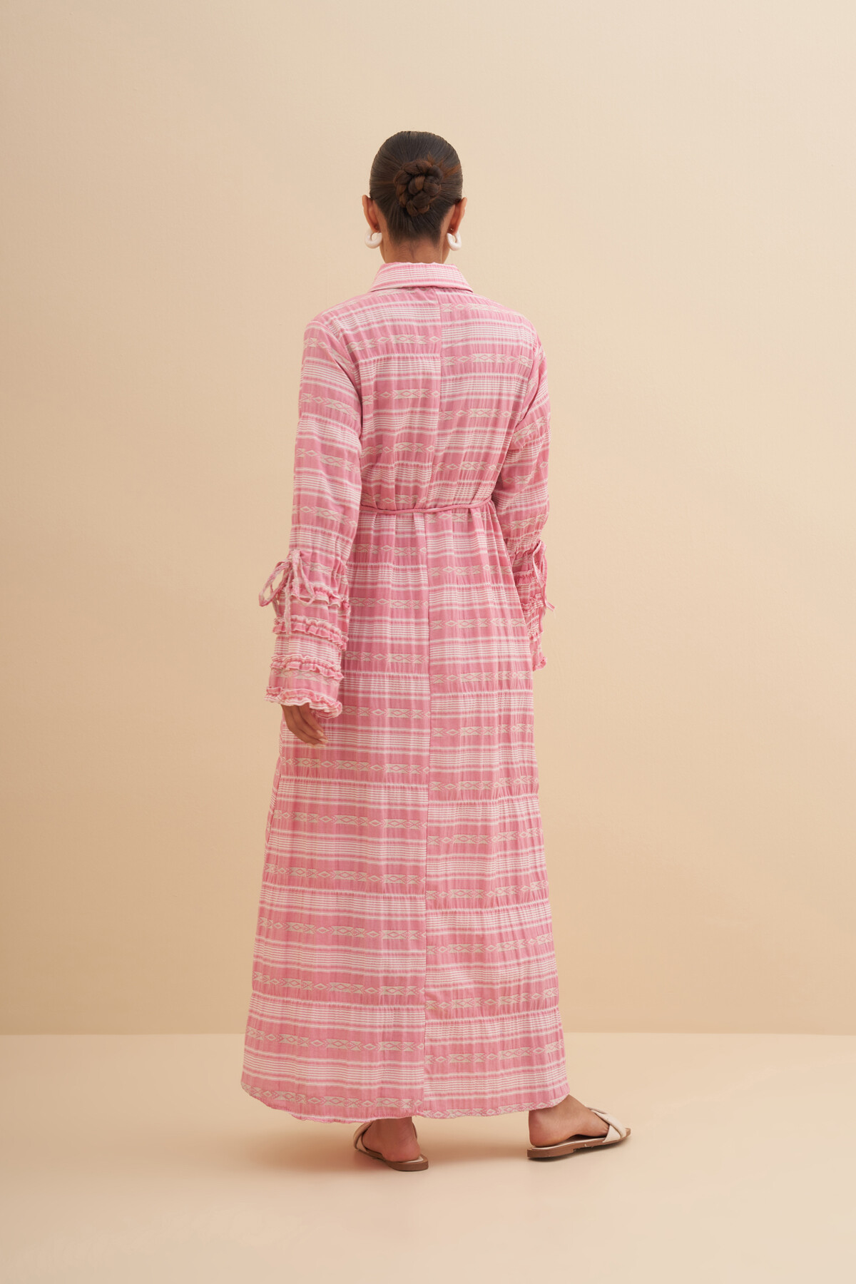 Bağlama Detaylı Desenli Elbise