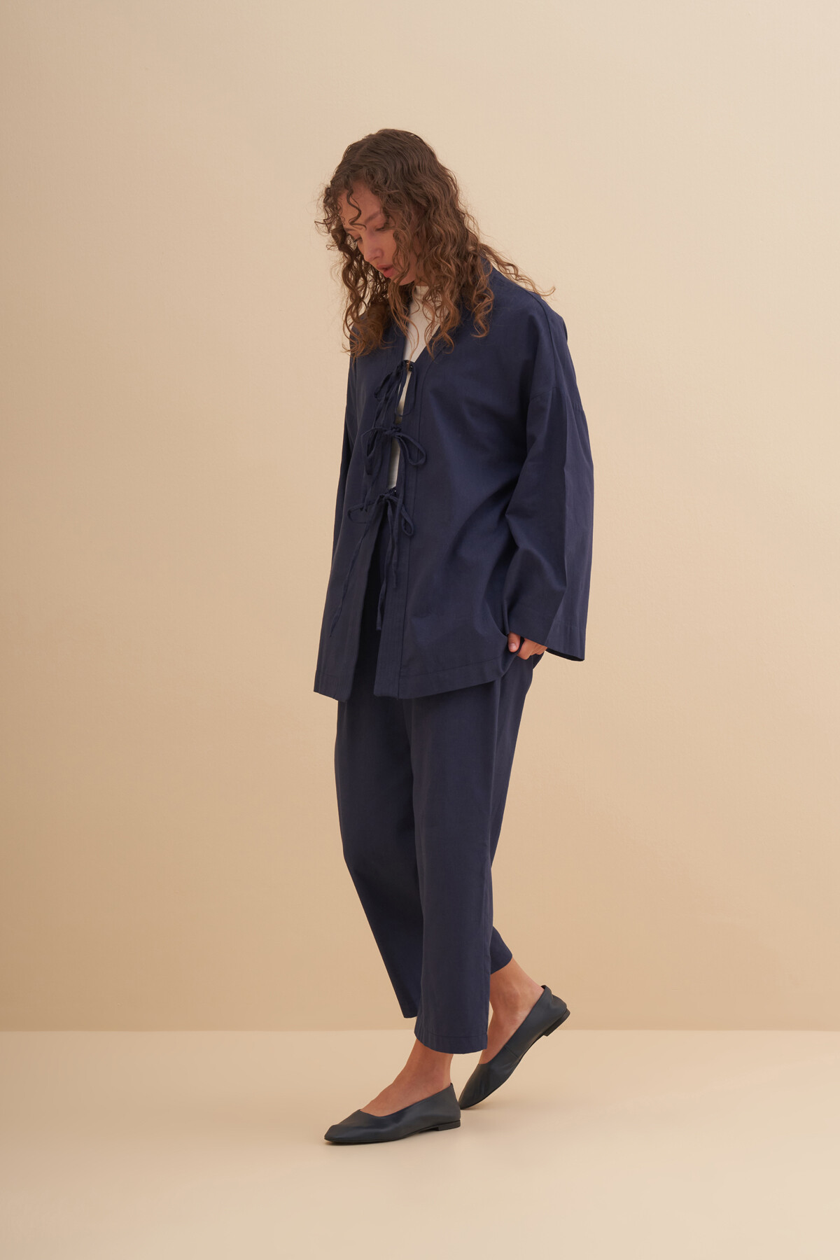 Bağlama Detaylı Kimono İkili Takım