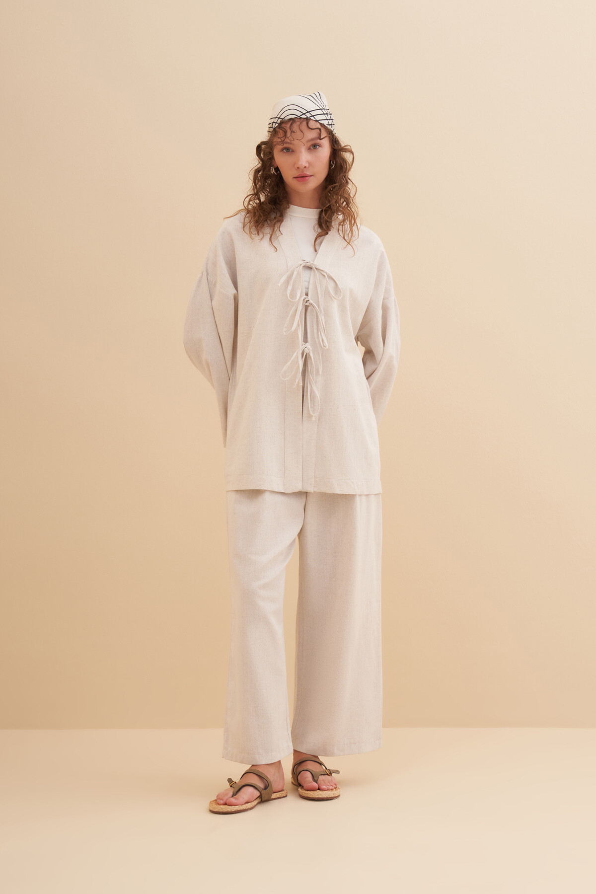 Bağlama Detaylı Kimono İkili Takım