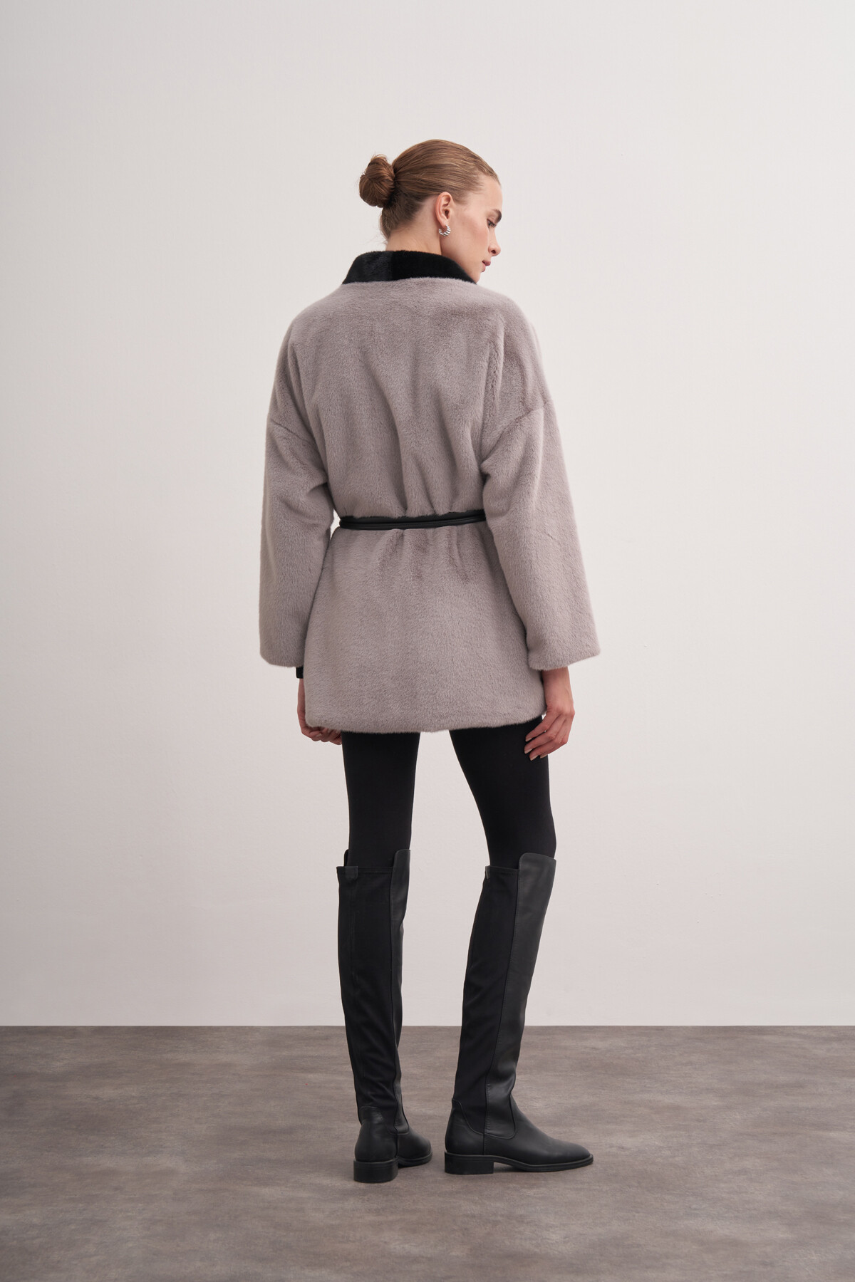 Button Detailed Plush Coat