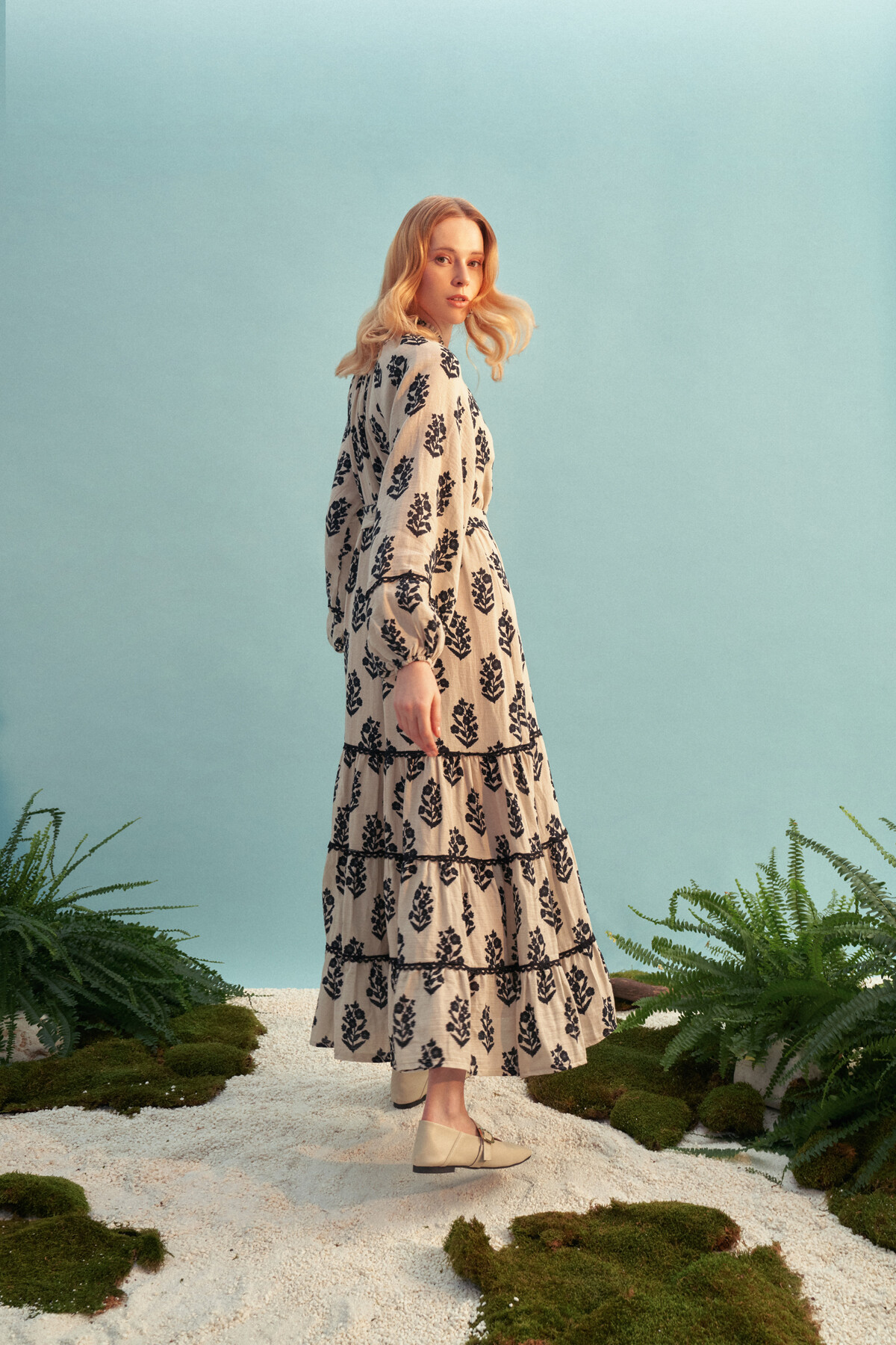 Desenli Müslin Elbise