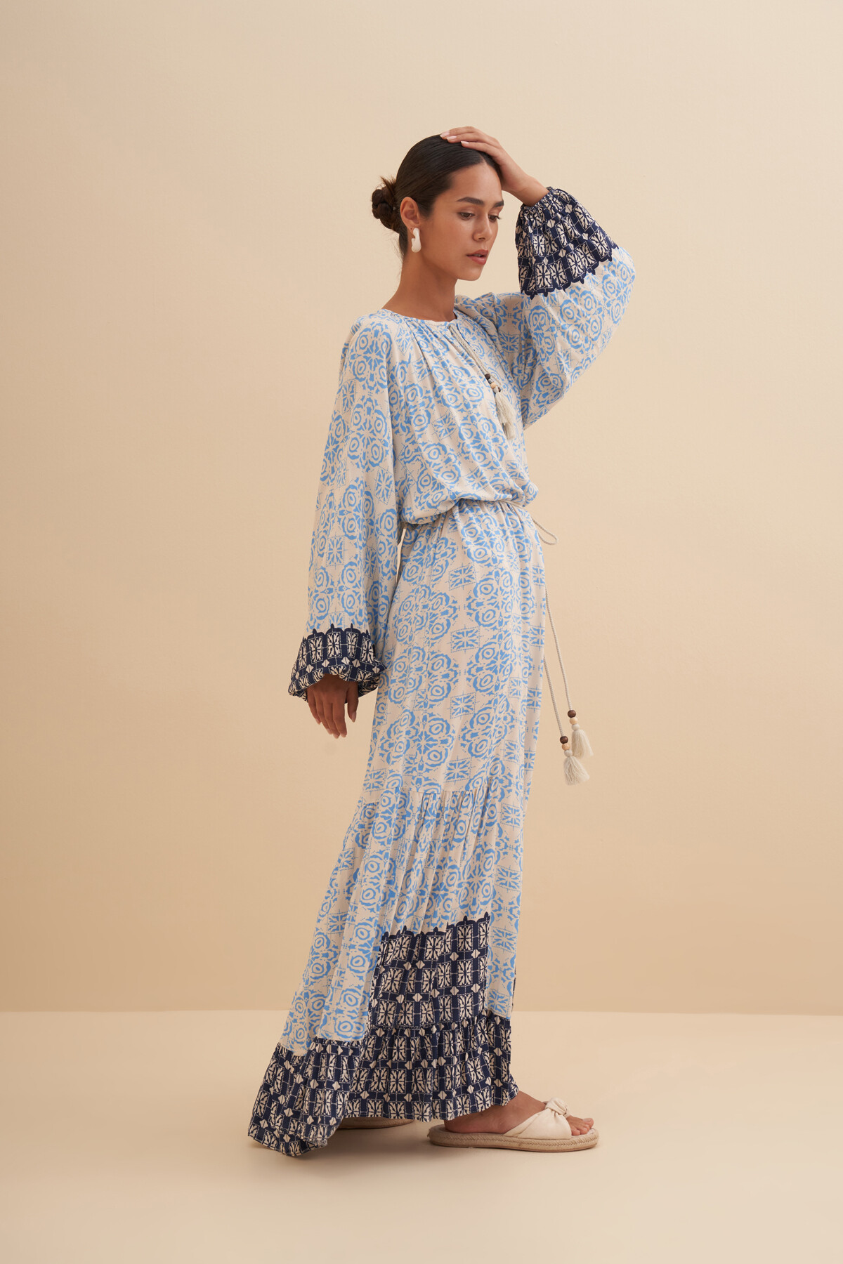 Desenli Viskon Elbise