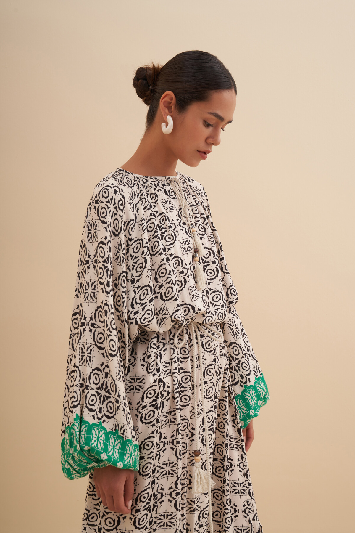 Desenli Viskon Elbise