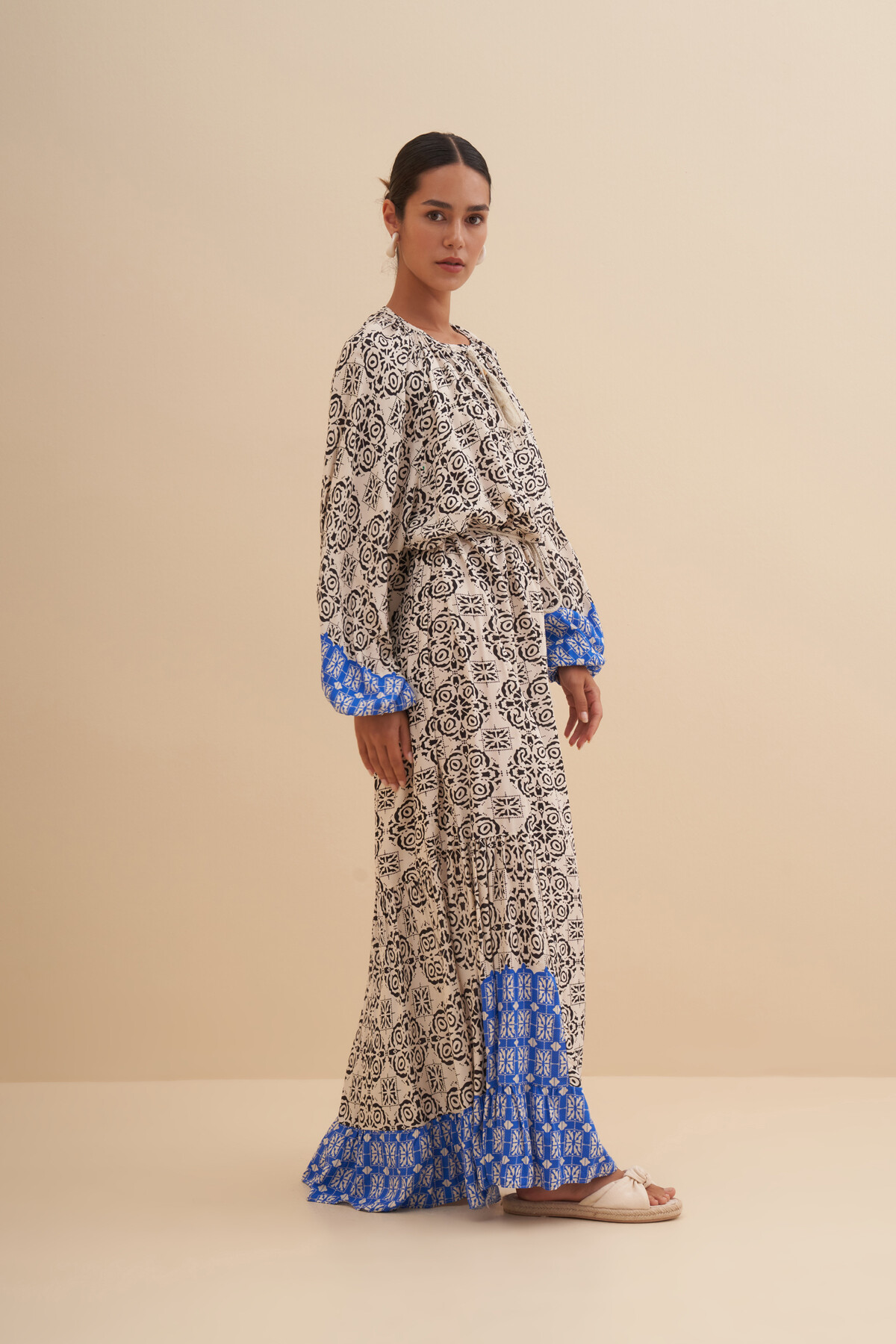 Desenli Viskon Elbise