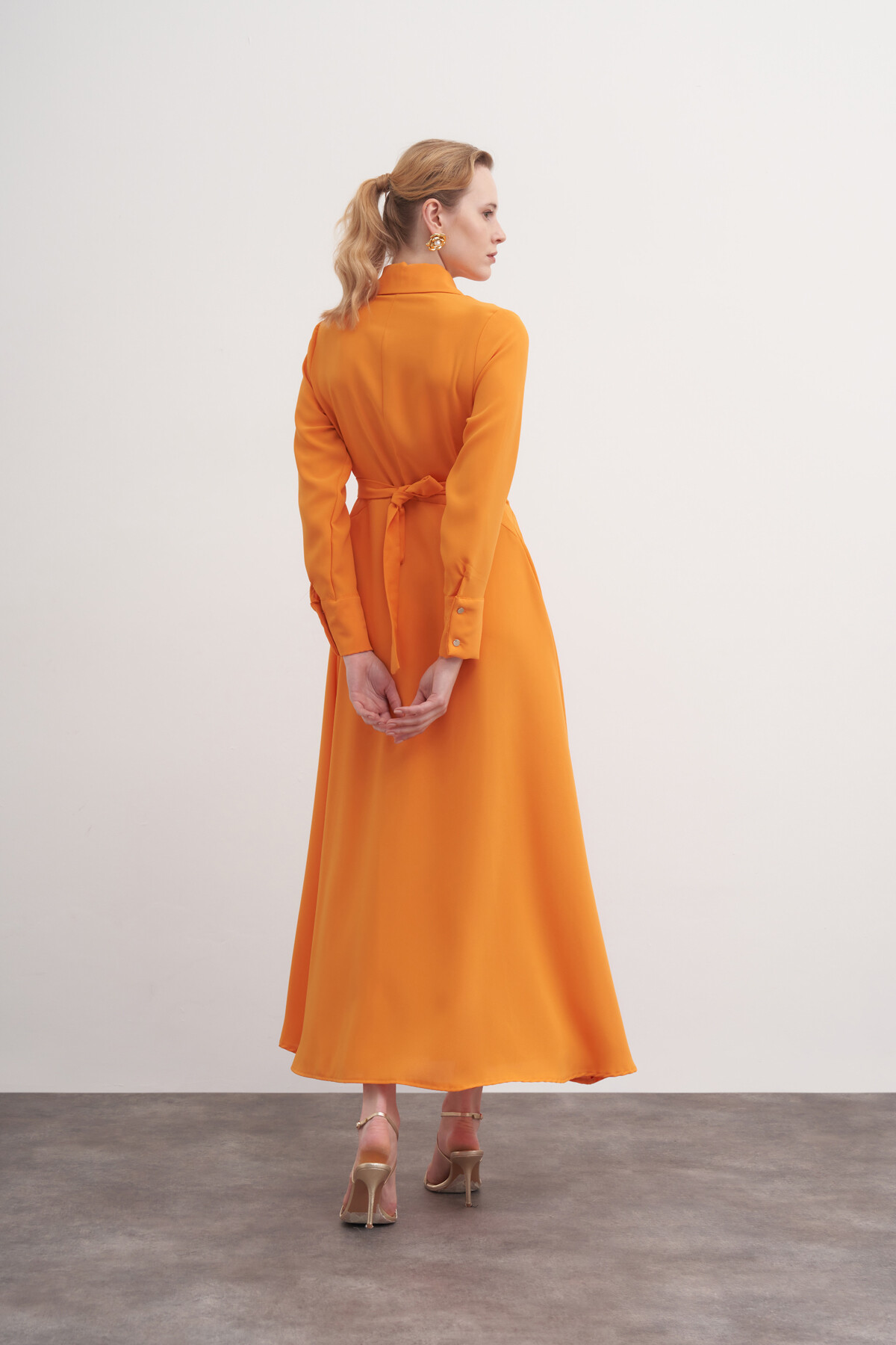 Button Detailed Crepe Dress