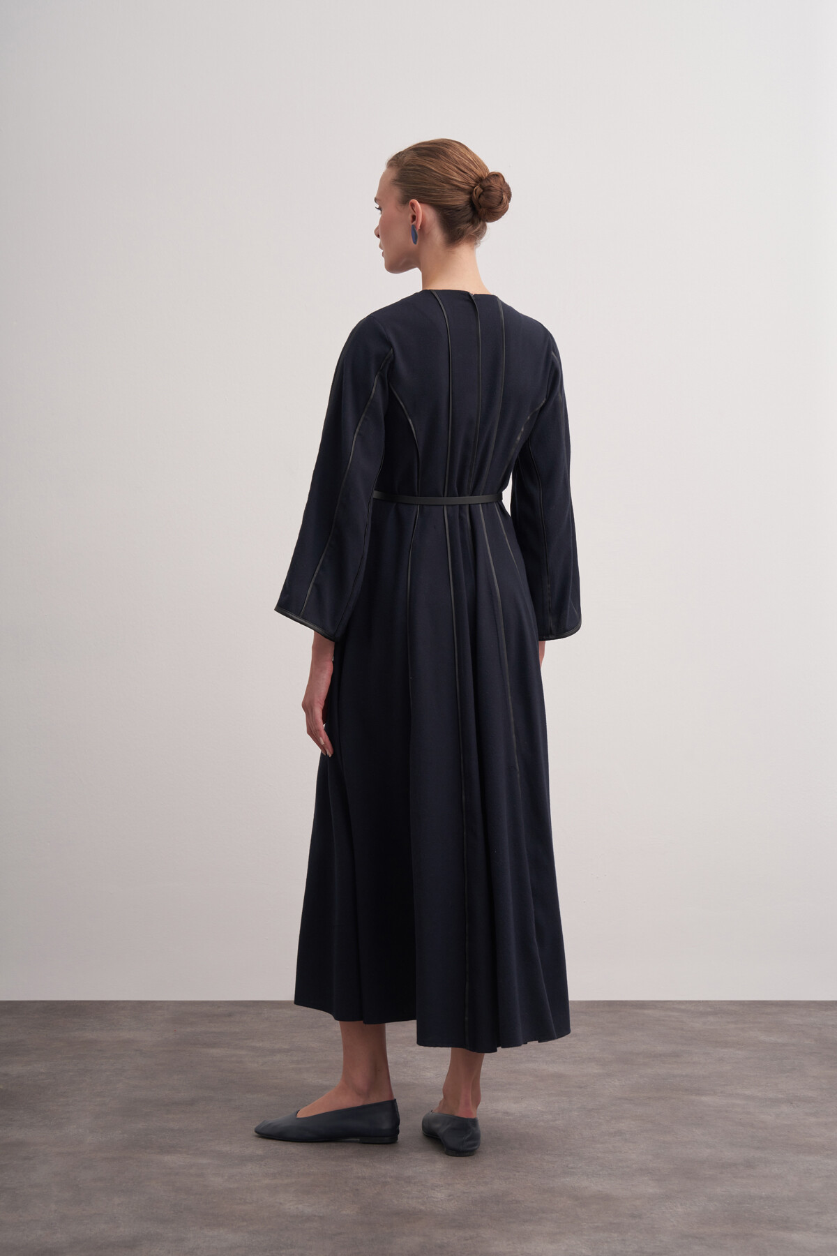 Şerit Detaylı Örme Kaşe Elbise