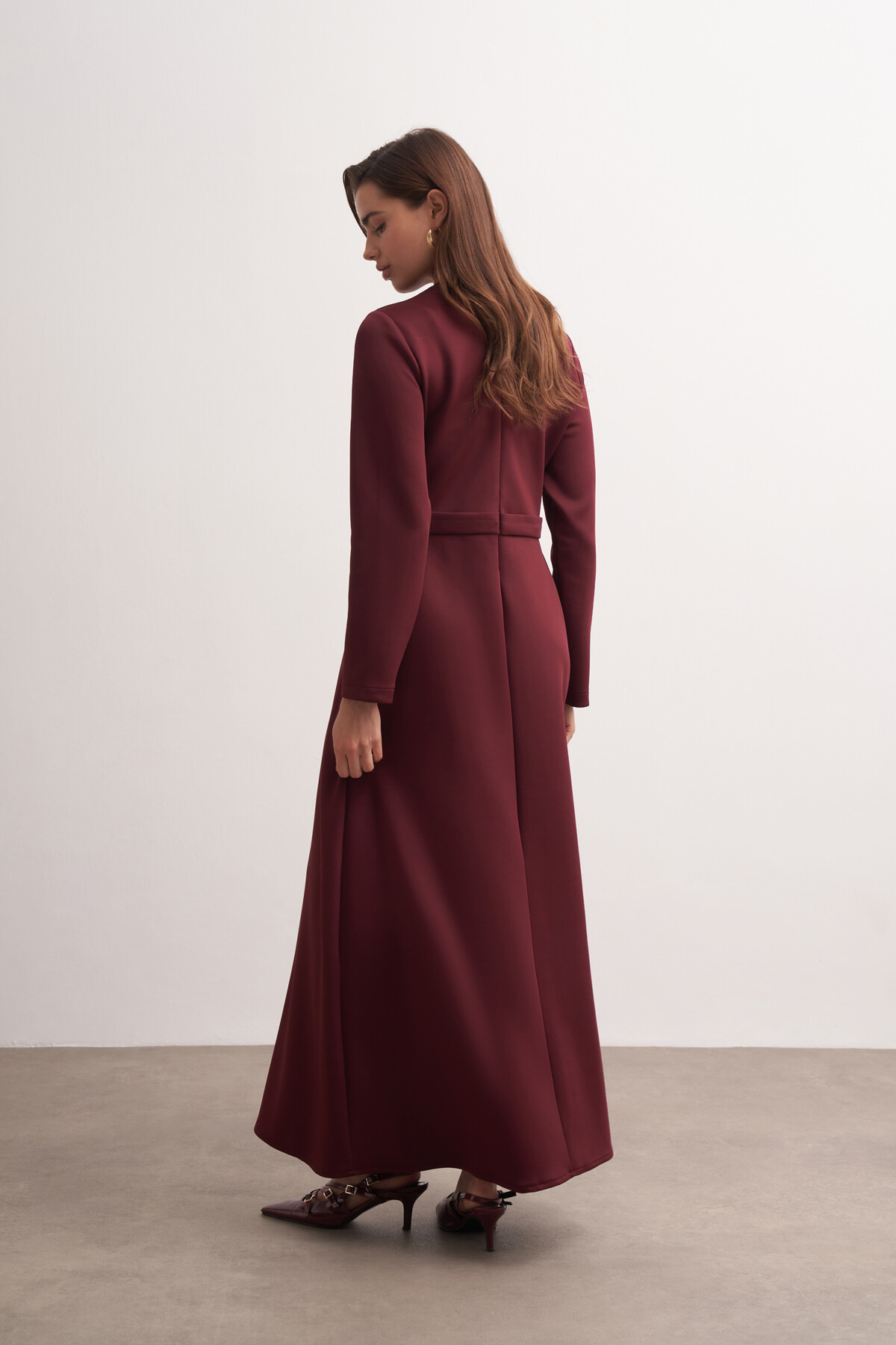 Gül Tokalı Dikiş Detaylı Scuba Elbise