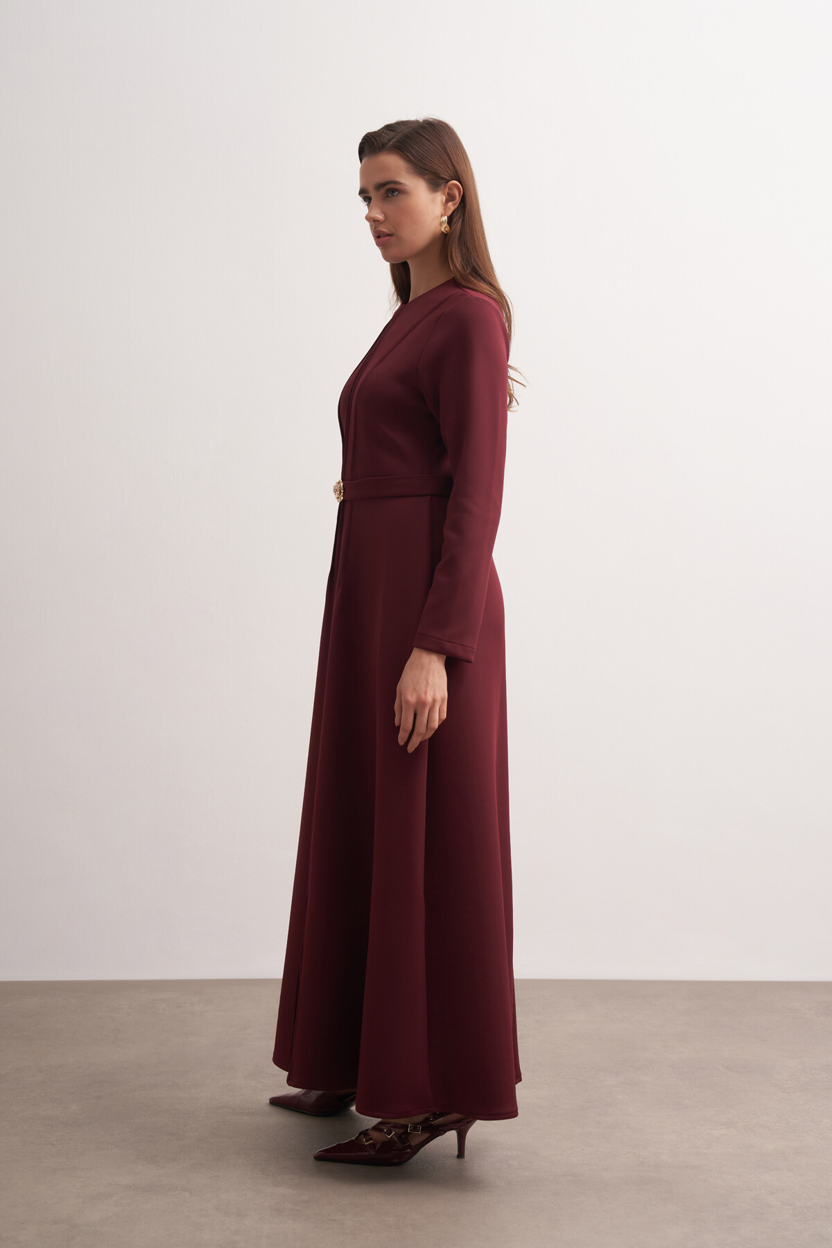 Gül Tokalı Dikiş Detaylı Scuba Elbise