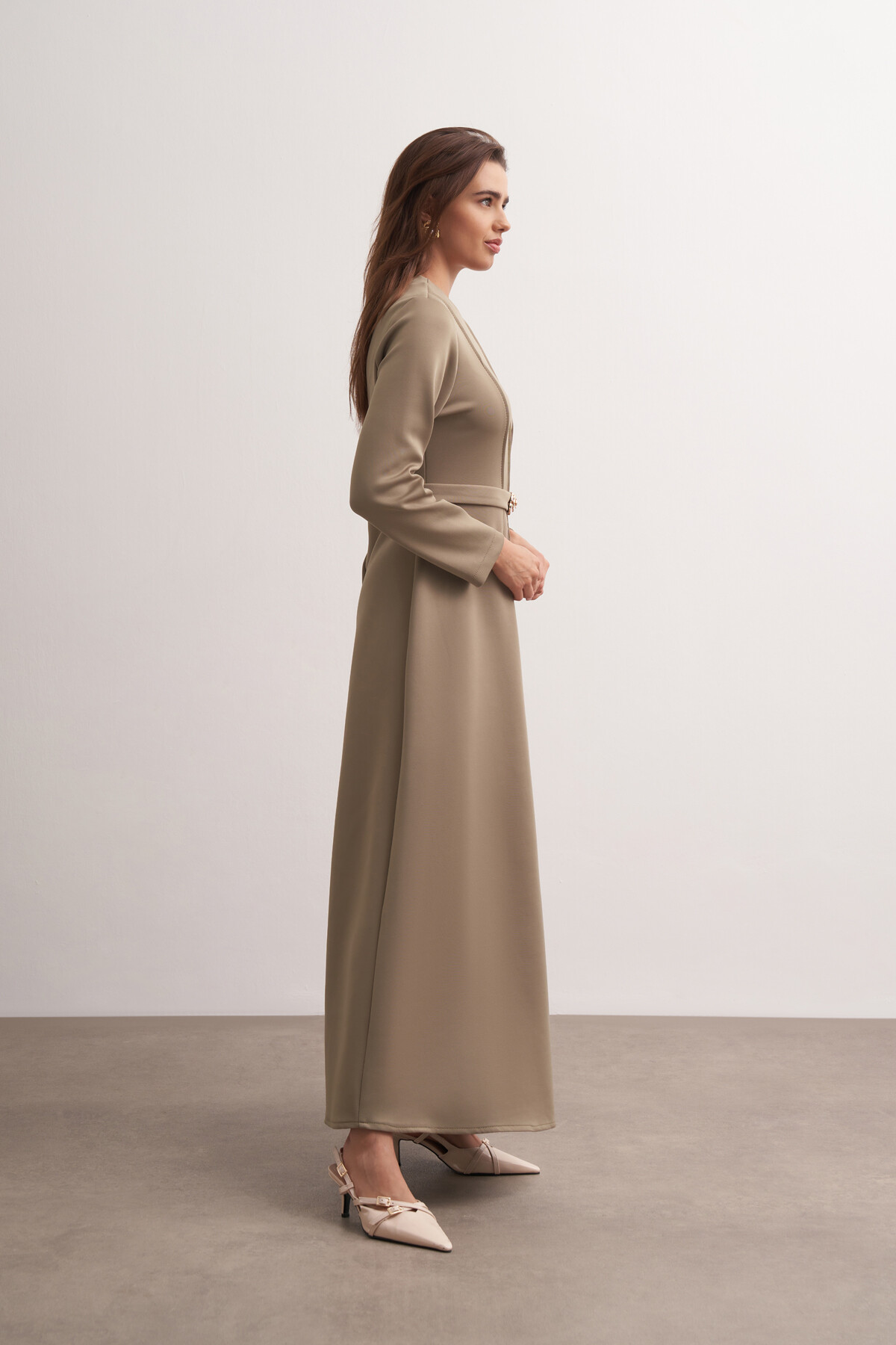 Gül Tokalı Dikiş Detaylı Scuba Elbise