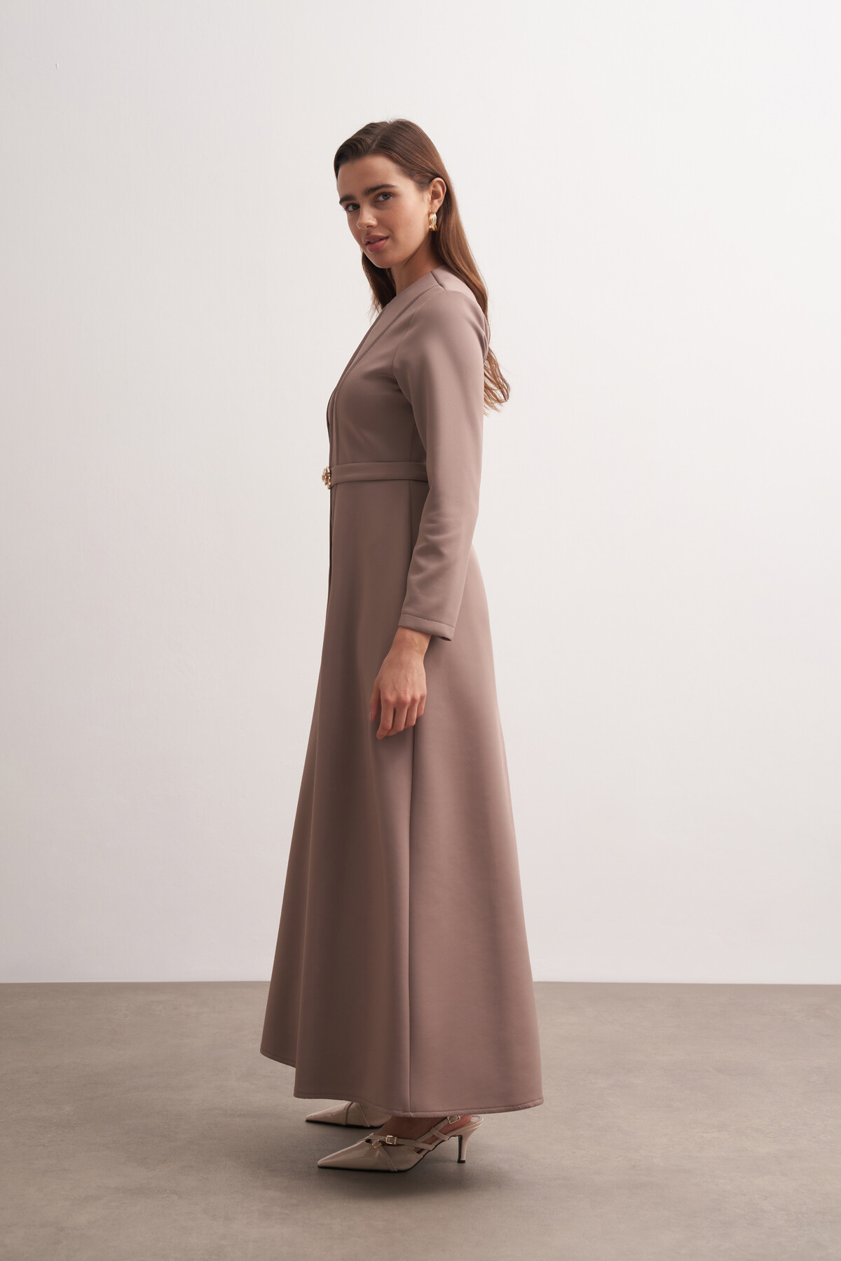 Gül Tokalı Dikiş Detaylı Scuba Elbise