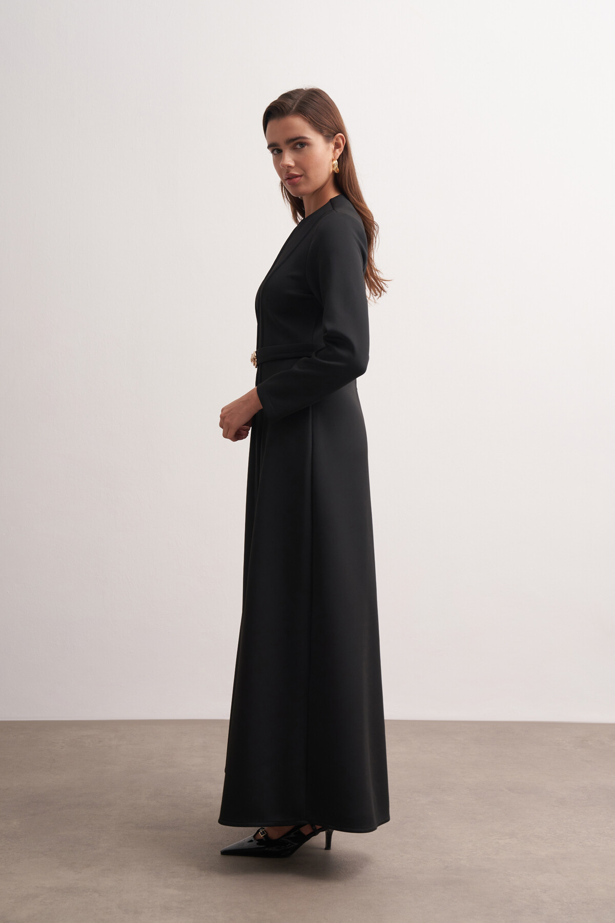 Gül Tokalı Dikiş Detaylı Scuba Elbise