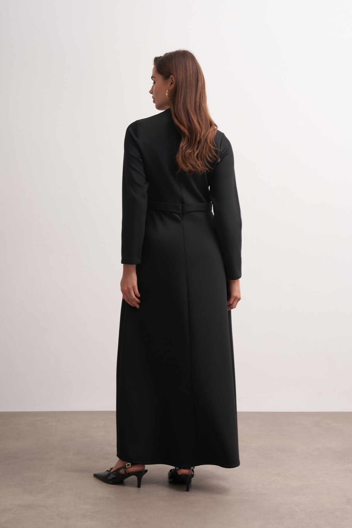 Gül Tokalı Dikiş Detaylı Scuba Elbise