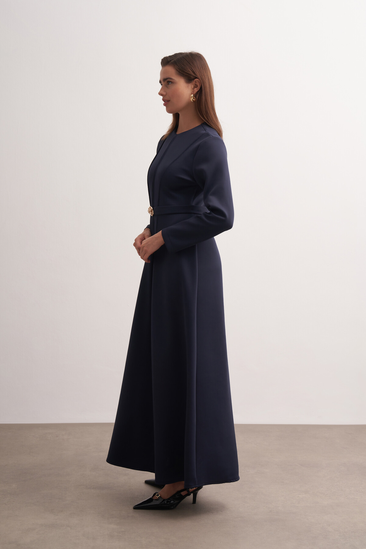 Gül Tokalı Dikiş Detaylı Scuba Elbise