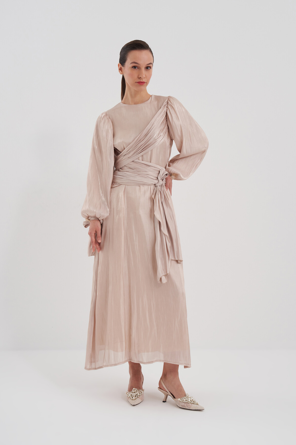 Bağlama Detaylı Abiye Elbise