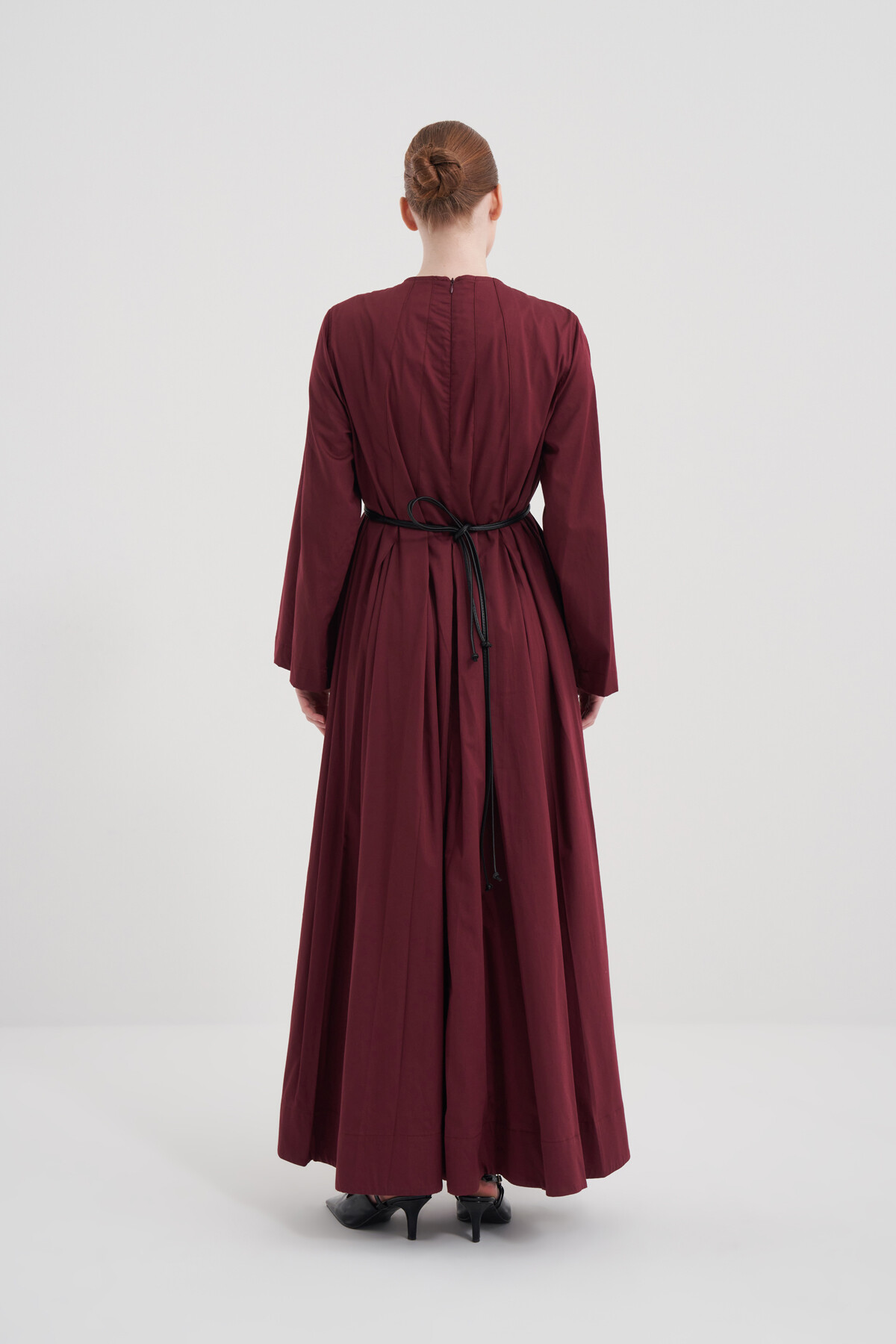 Pile Detaylı Poplin Elbise