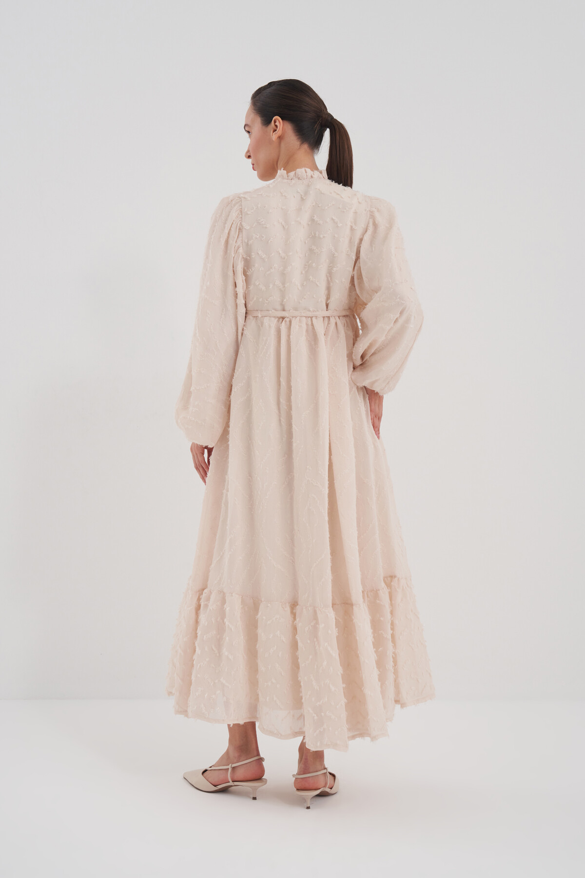 Balon Kol Simli Elbise