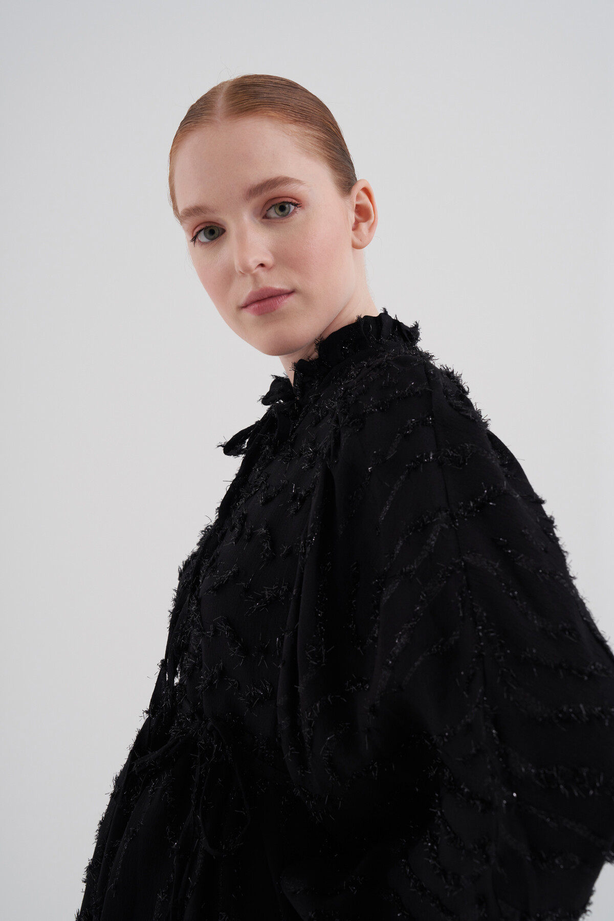 Balon Kol Simli Elbise