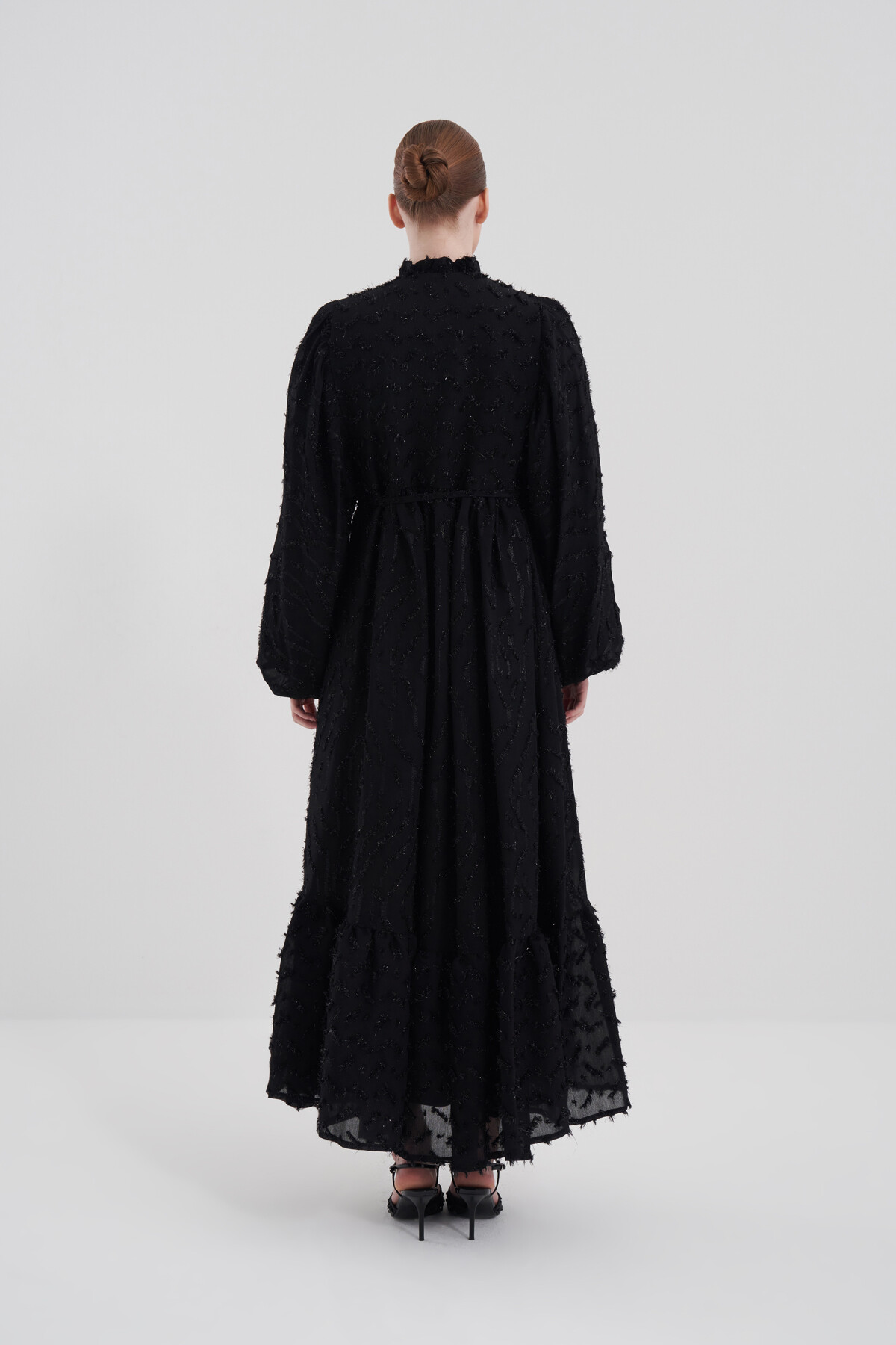 Balon Kol Simli Elbise