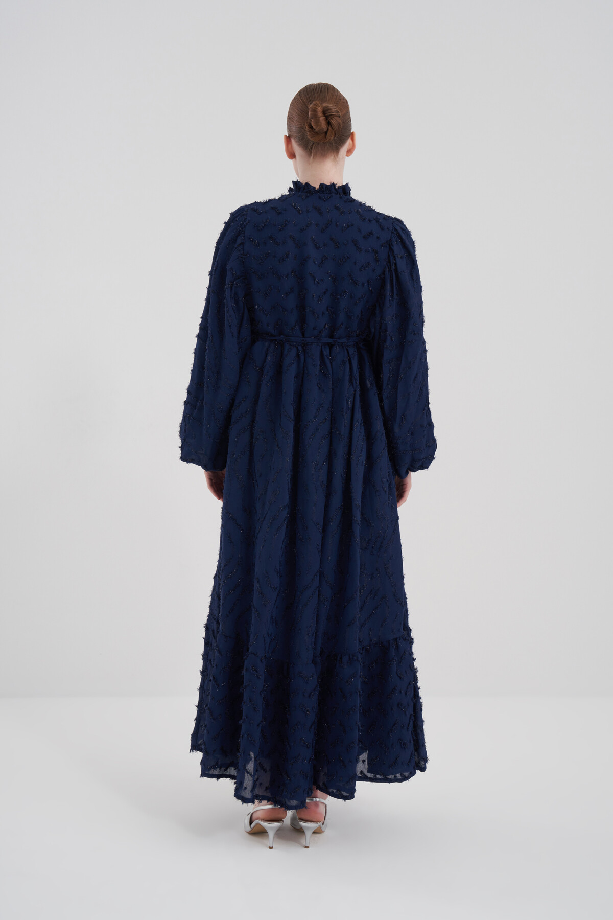 Balon Kol Simli Elbise