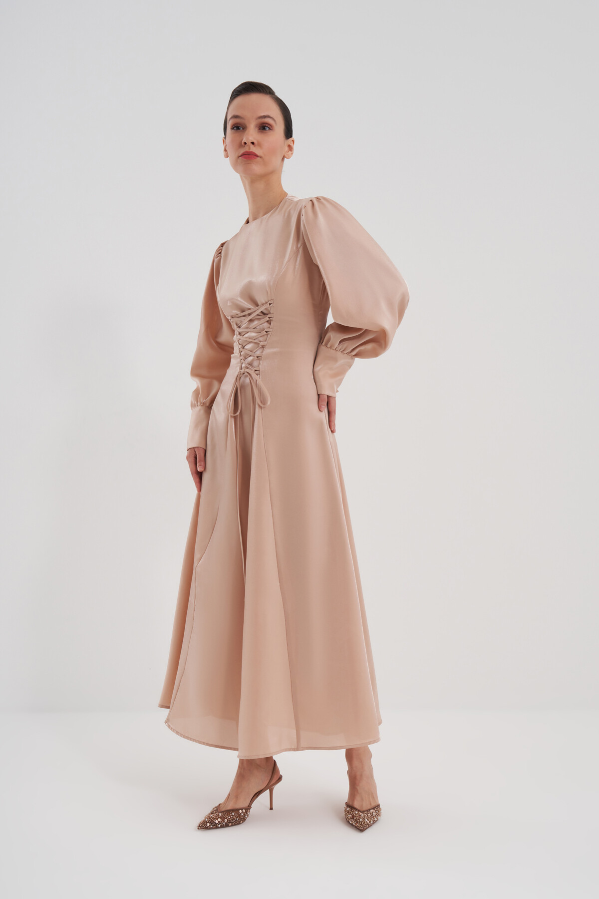 Bağcık Detaylı Abiye Elbise