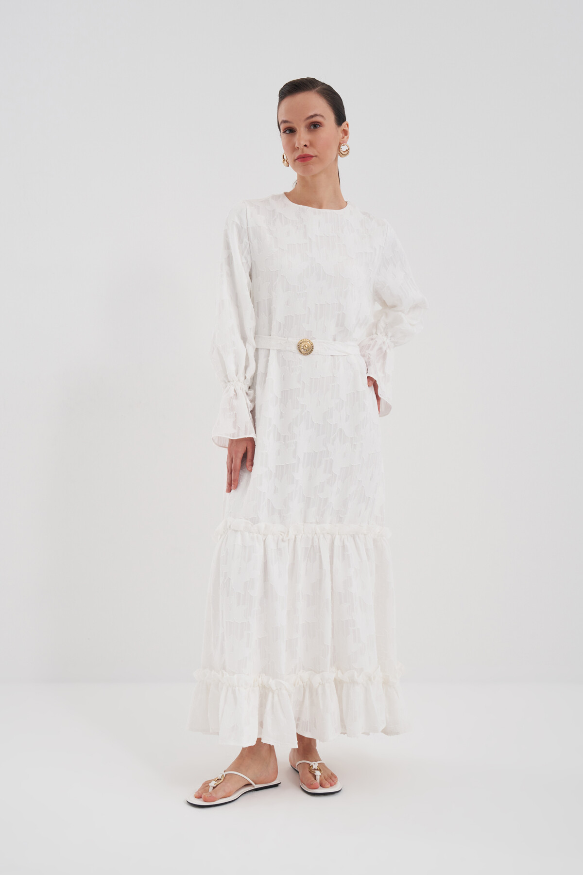 Belted Ruffle Detail Dress