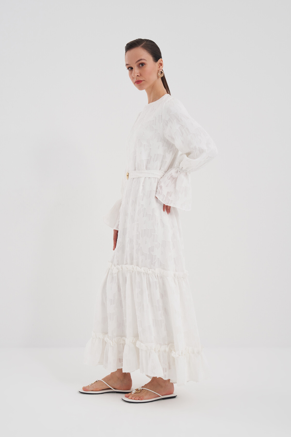 Belted Ruffle Detail Dress