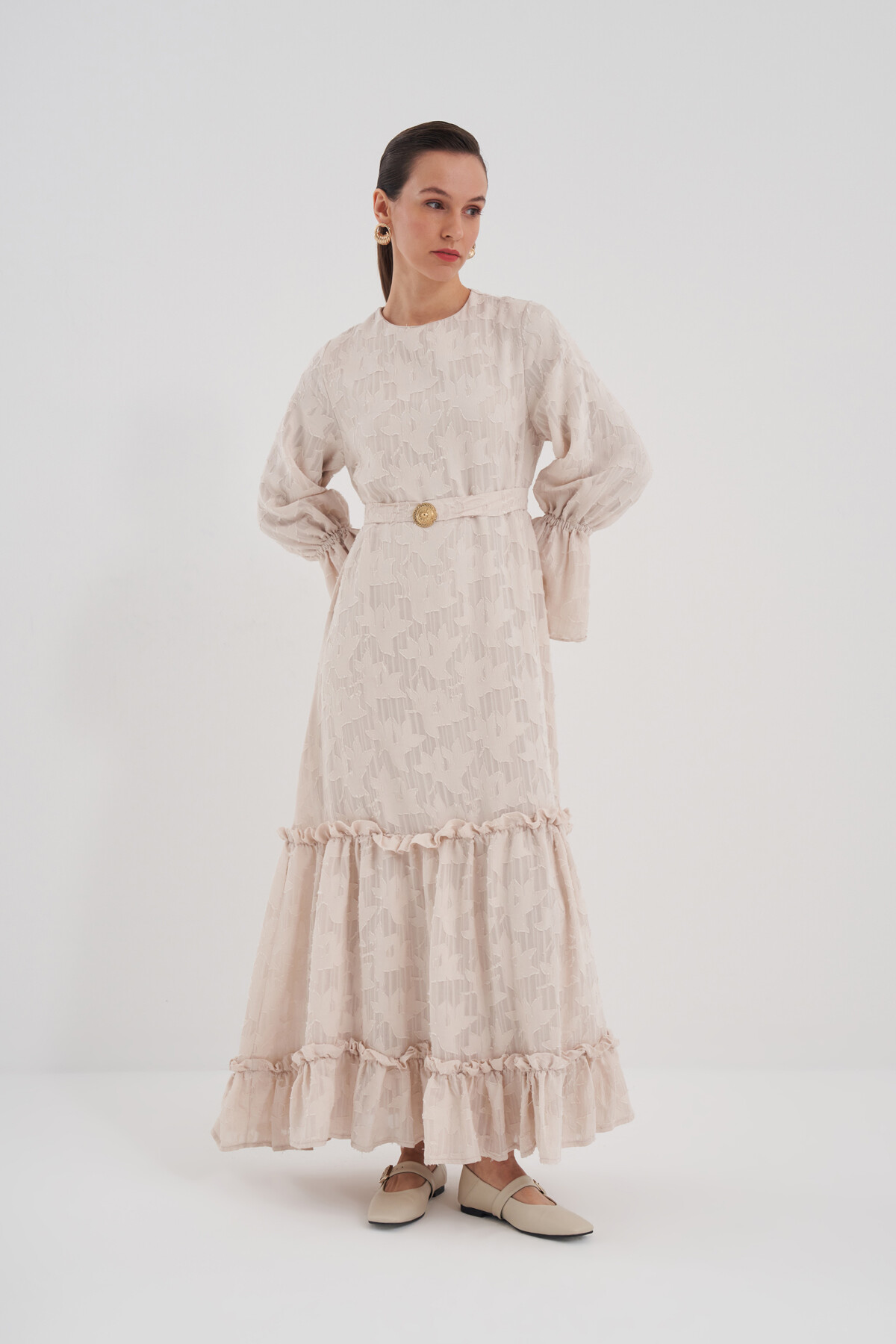 Belted Ruffle Detail Dress