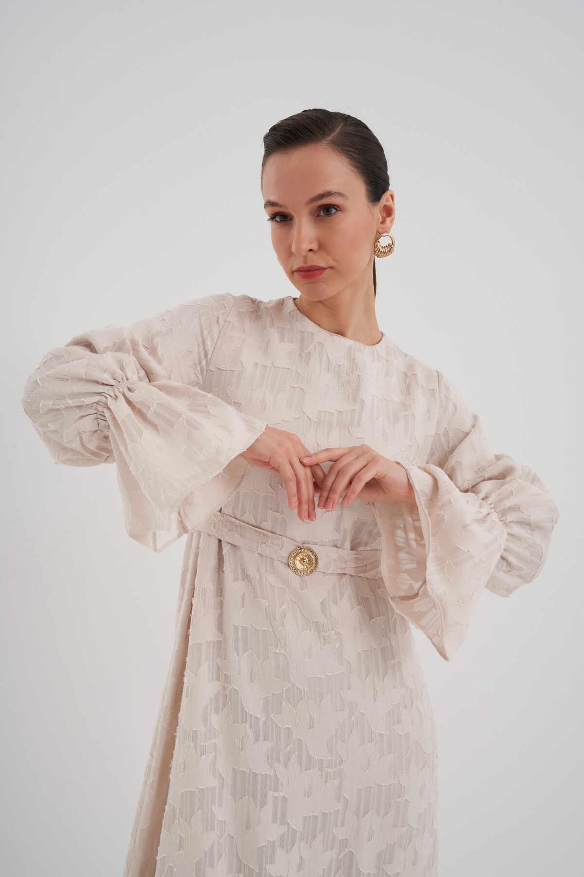 Belted Ruffle Detail Dress