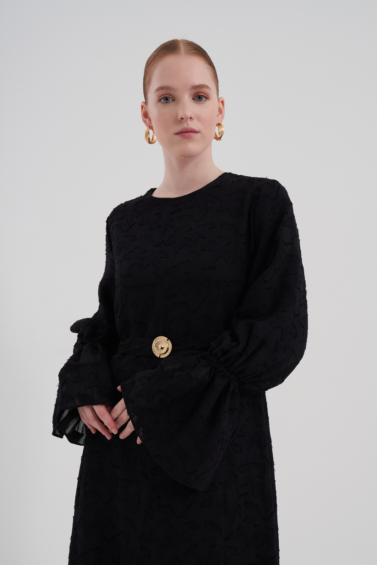 Belted Ruffle Detail Dress