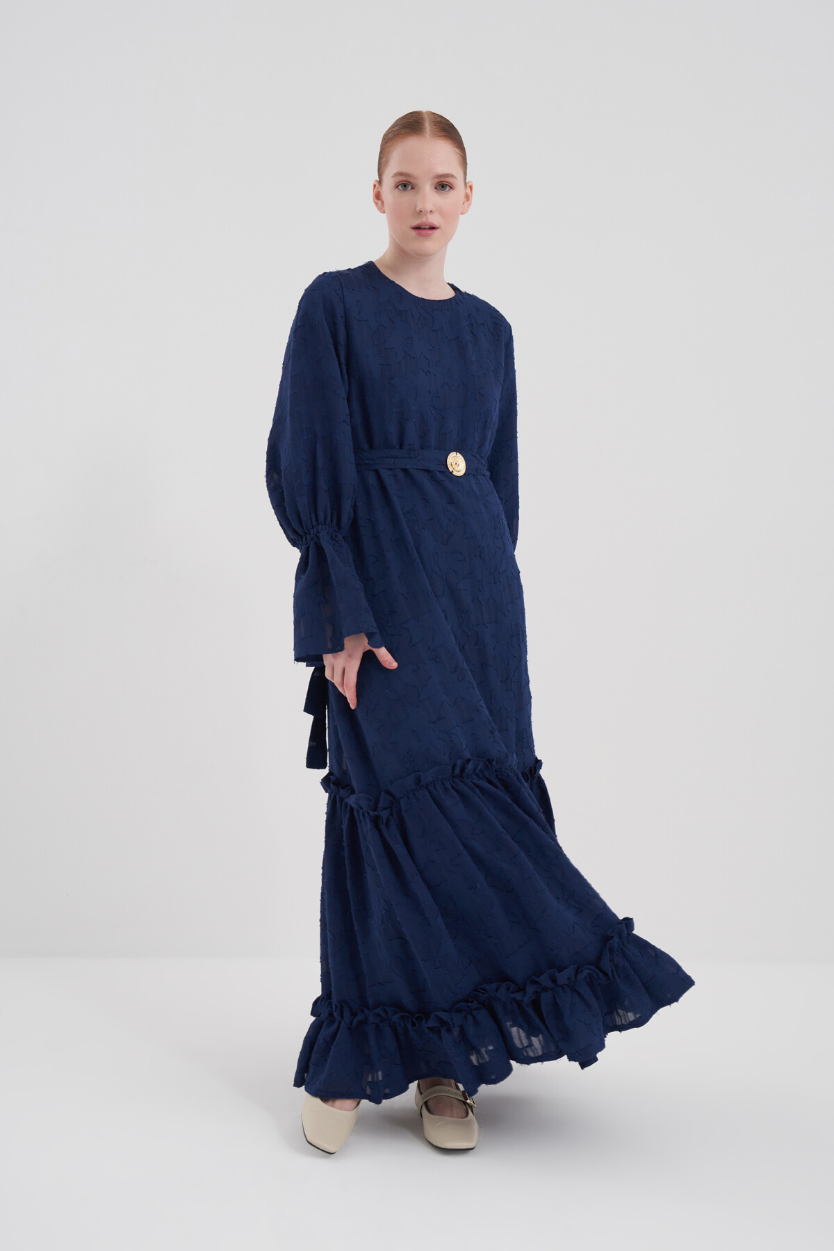 Belted Ruffle Detail Dress