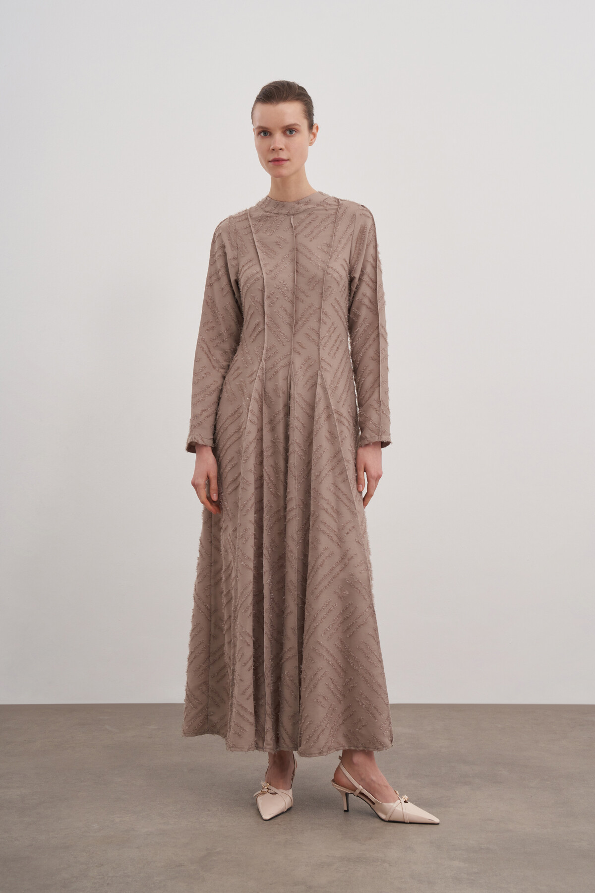 Waist-Seated Glittery Evening Dress