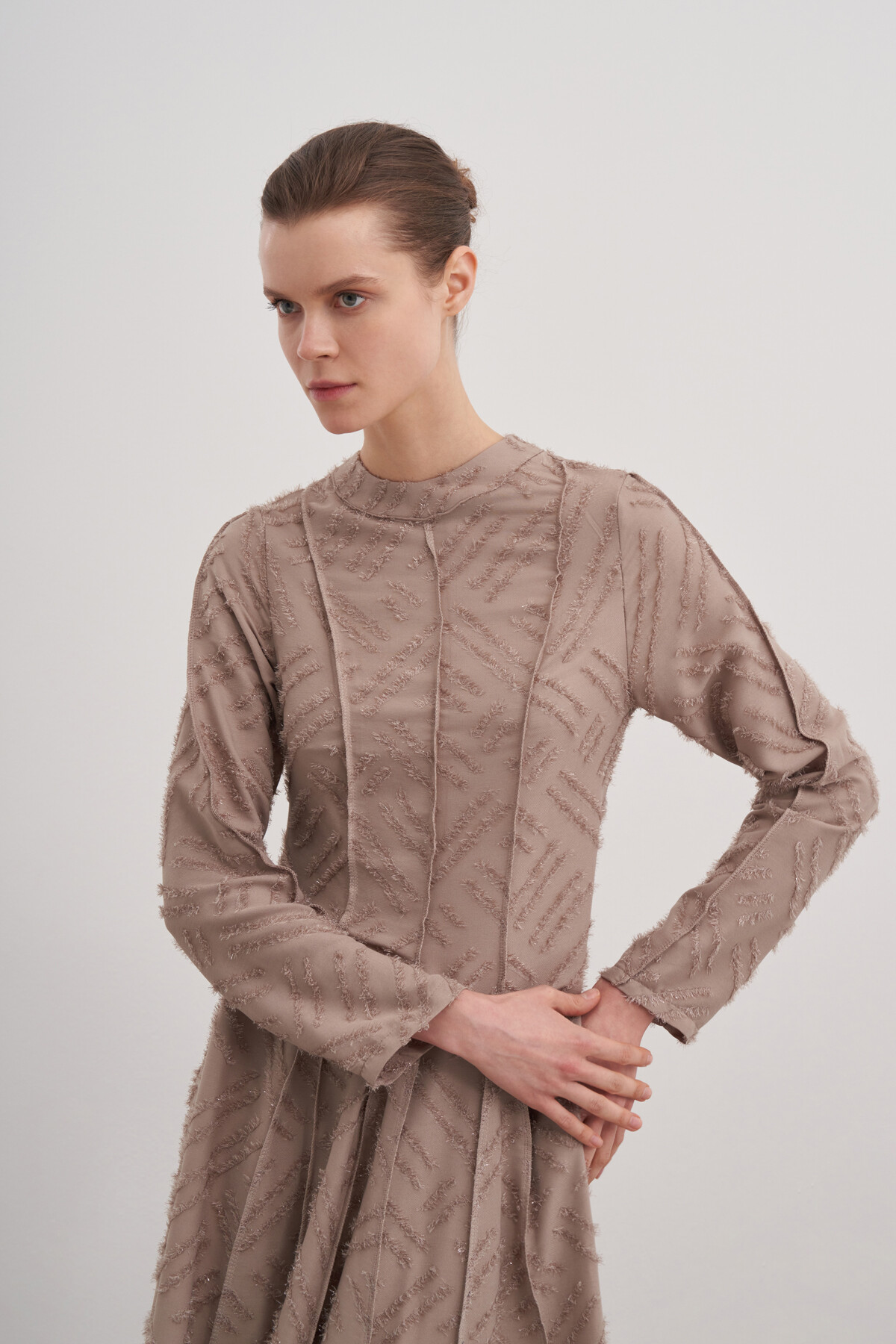 Waist-Seated Glittery Evening Dress