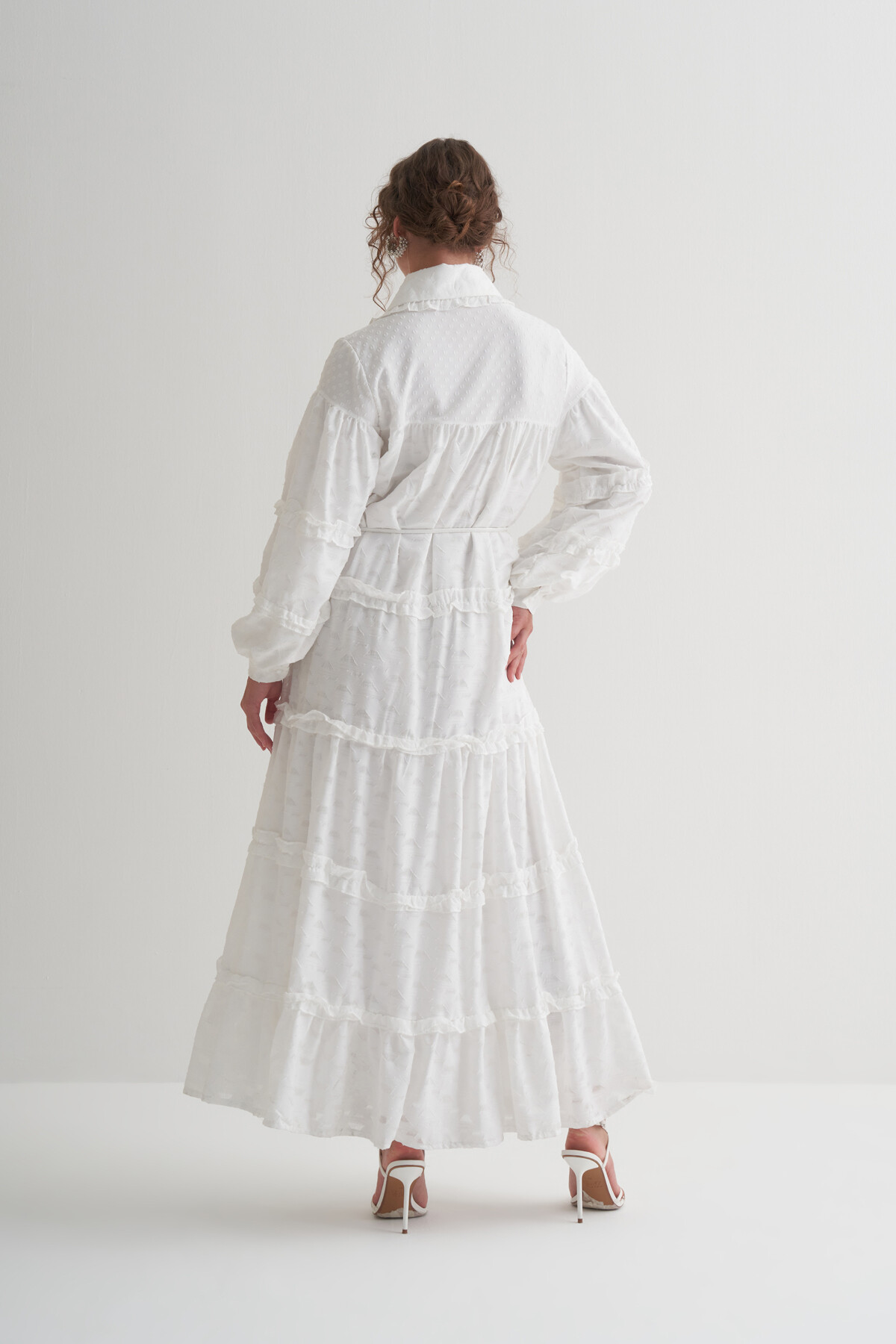 Fırfır Detaylı Şifon Elbise