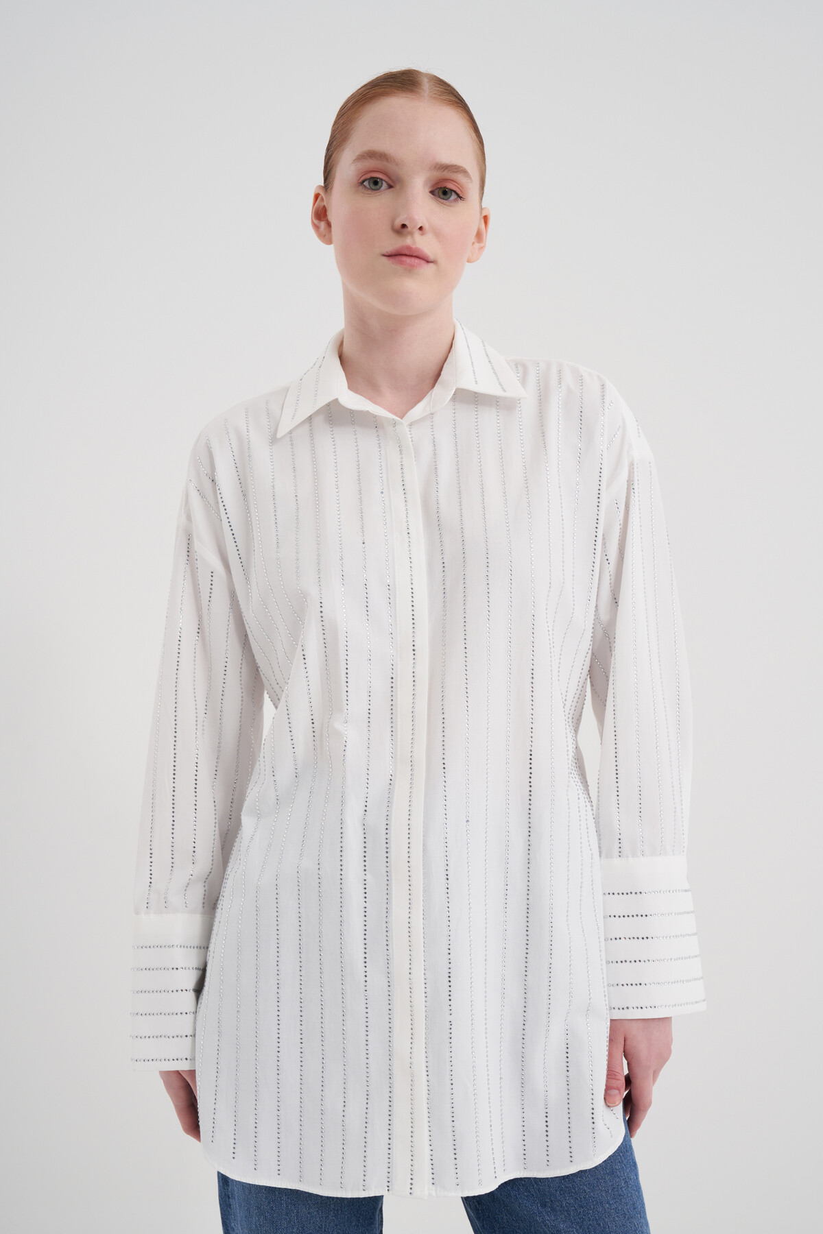 Taşlı Poplin Gömlek