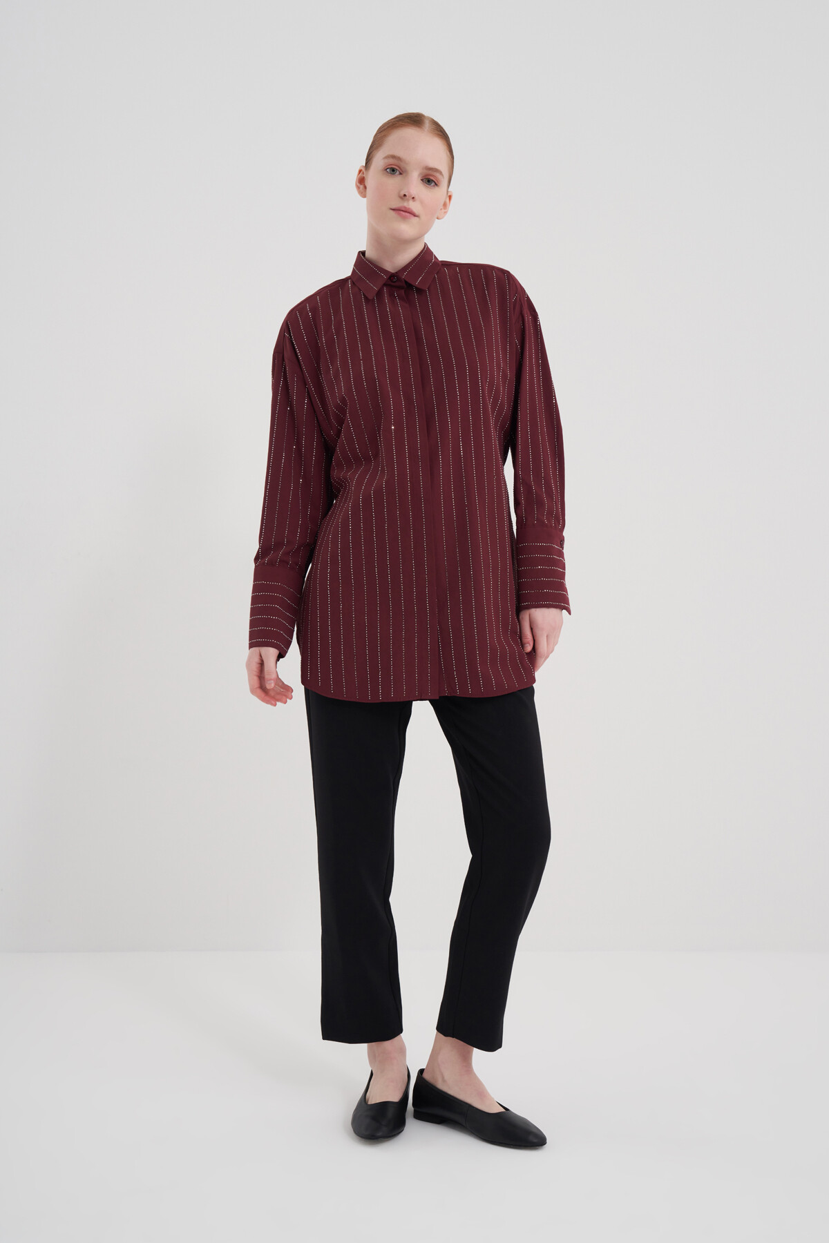 Taşlı Poplin Gömlek