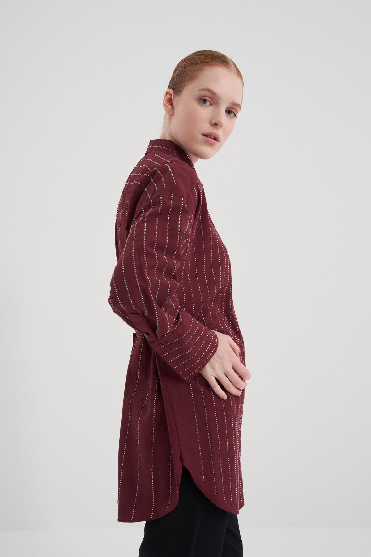 Taşlı Poplin Gömlek