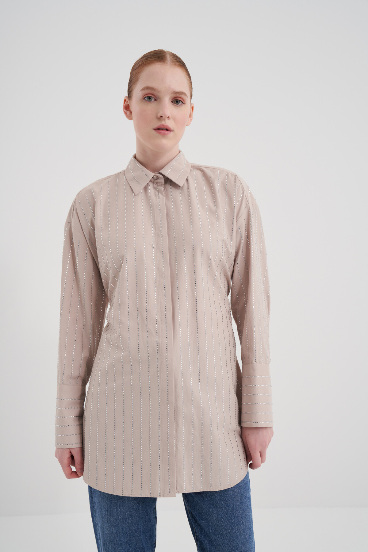 Taşlı Poplin Gömlek