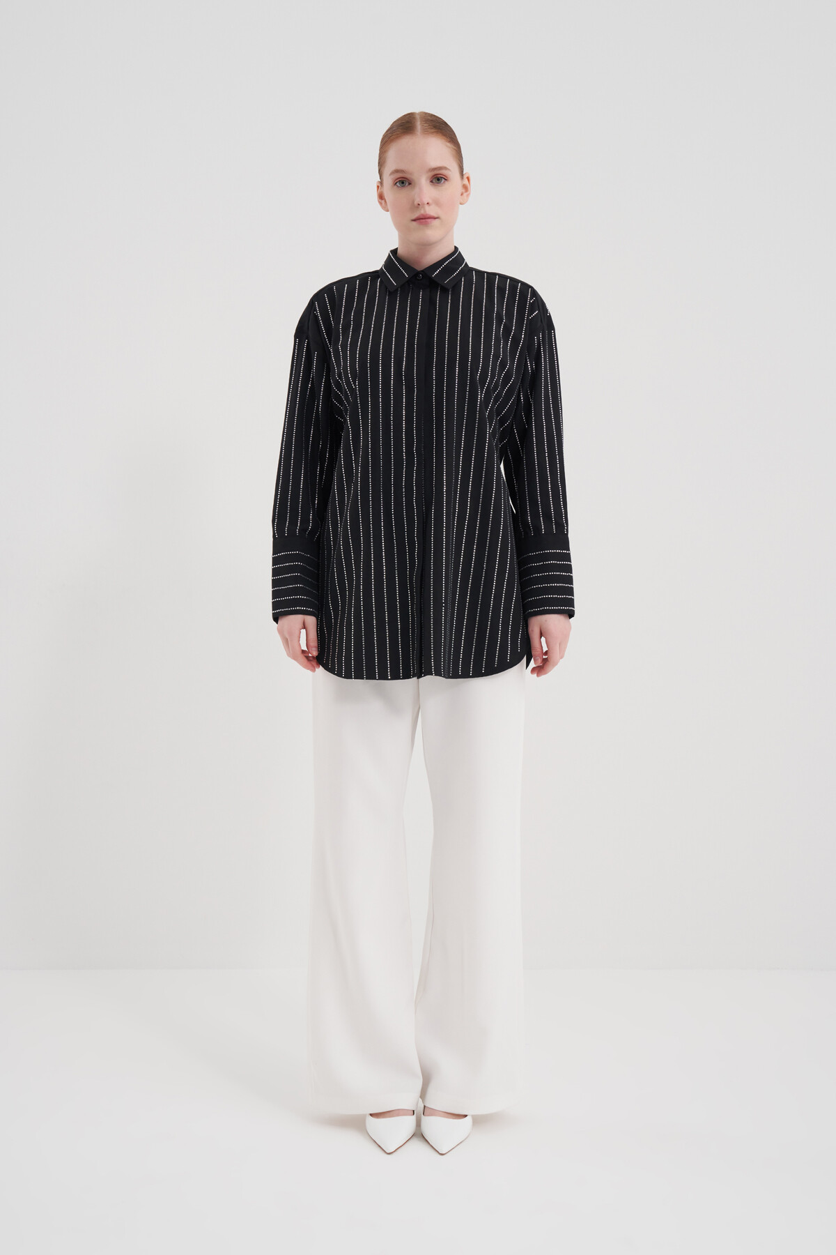 Taşlı Poplin Gömlek