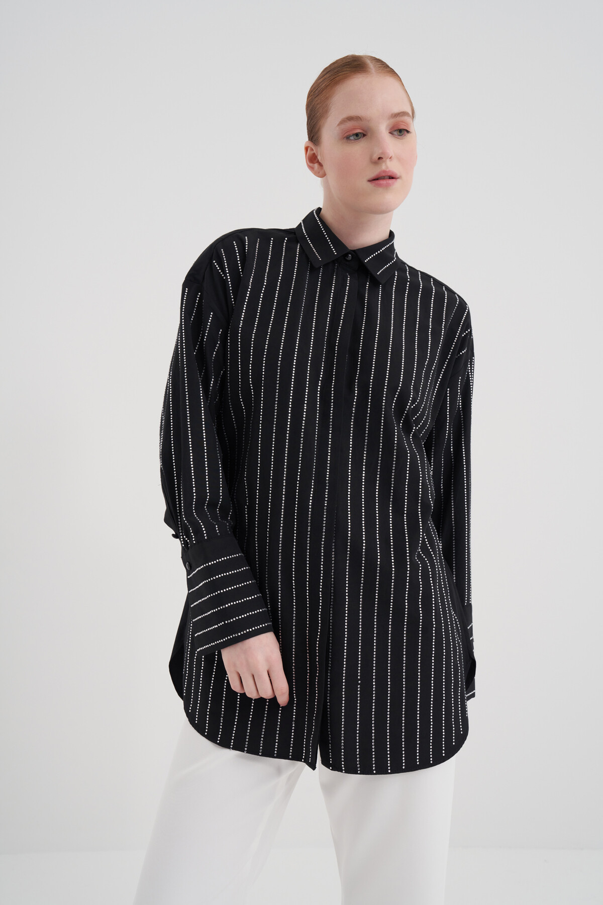 Taşlı Poplin Gömlek