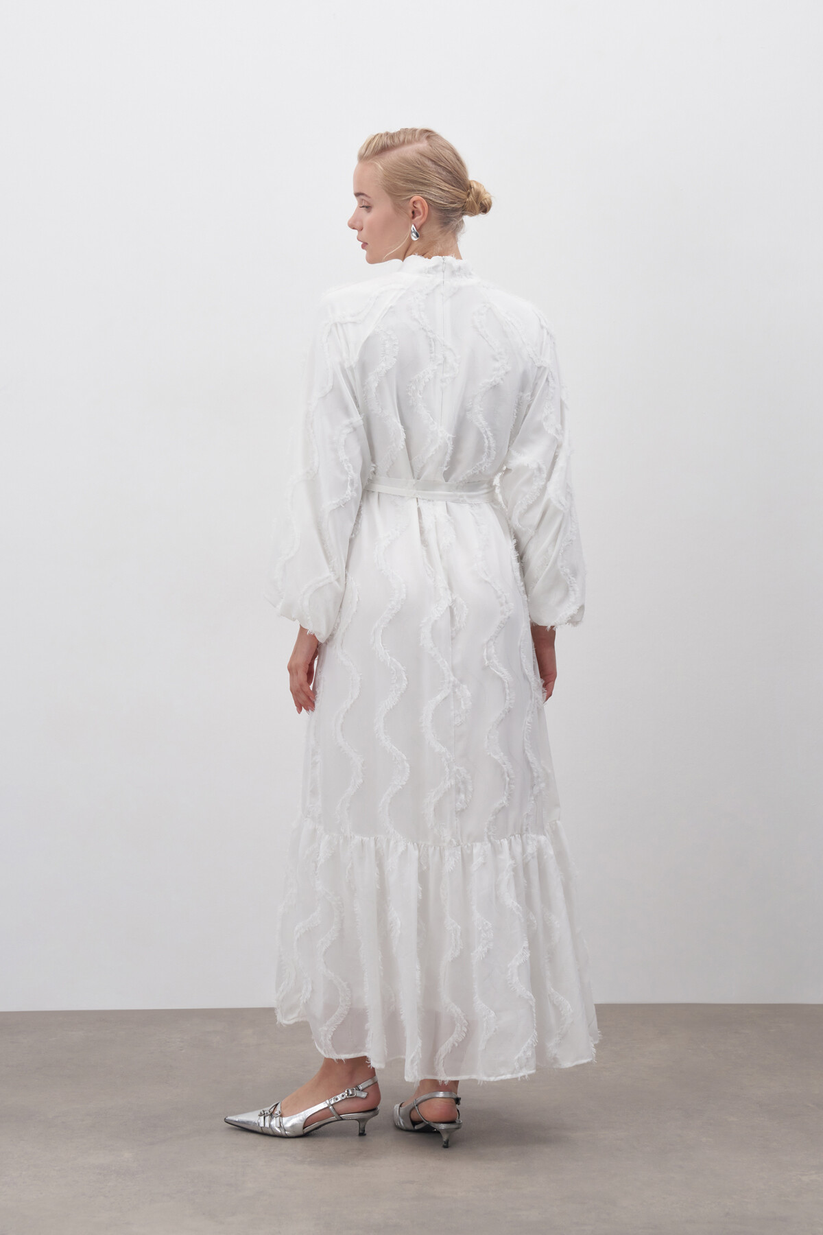 Güpür Detaylı Şifon Elbise