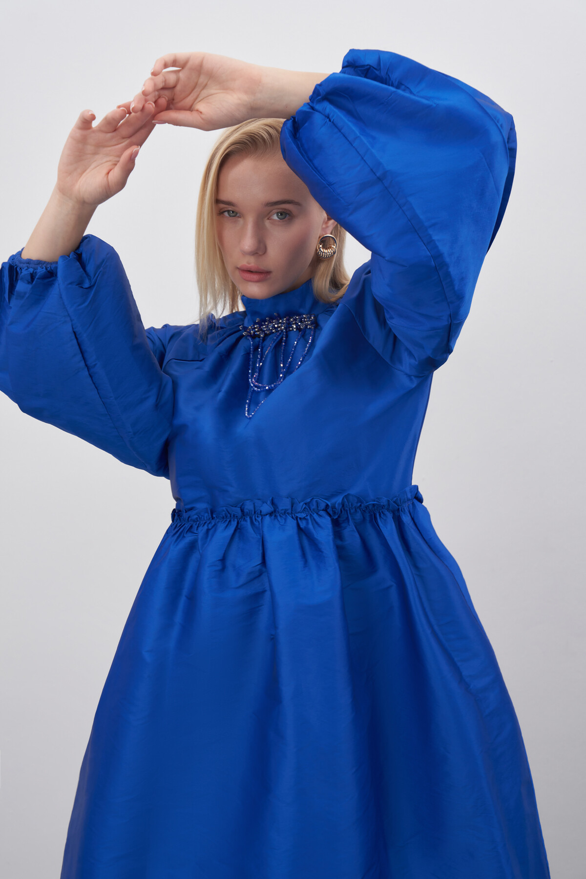 Taffeta Brooch Evening Dress