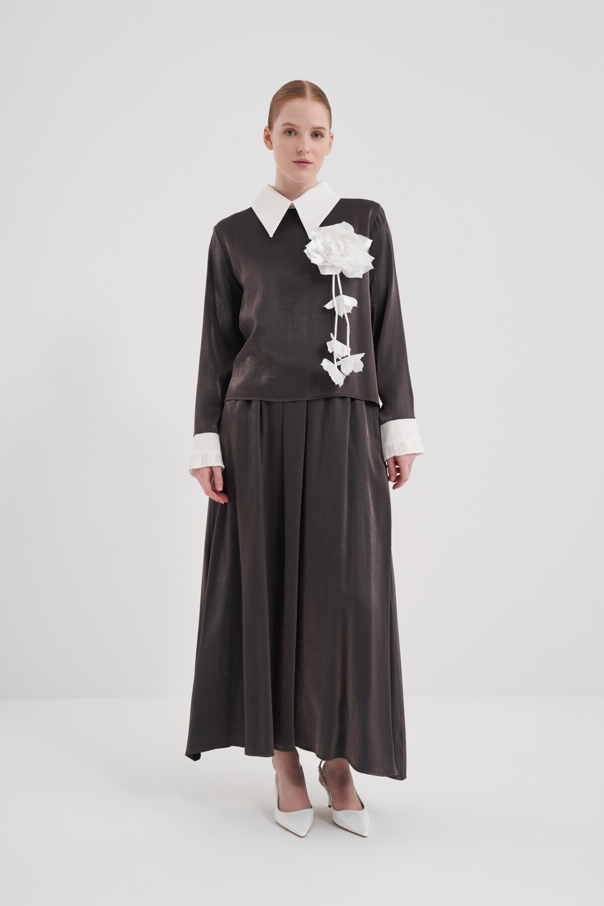 Gül Tokalı Gömlek Yaka İkili Takım