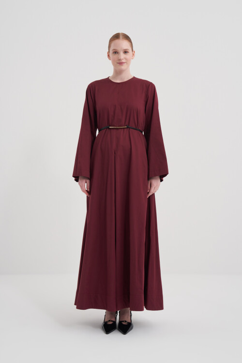 Pile Detaylı Poplin Elbise