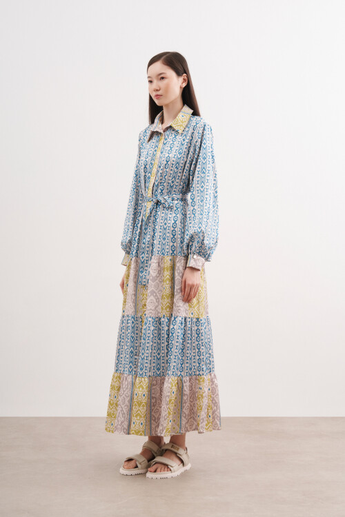 PATTERNED SATIN DRESS