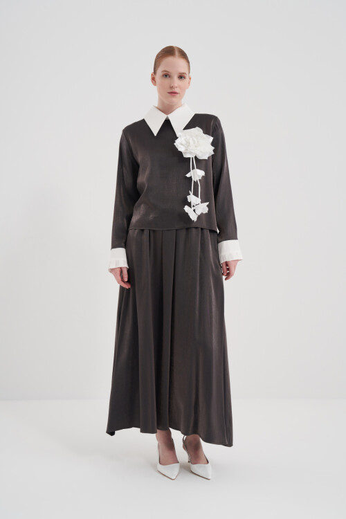 Gül Tokalı Gömlek Yaka İkili Takım