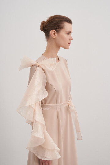 Tulle Bow Detailed Evening Dress