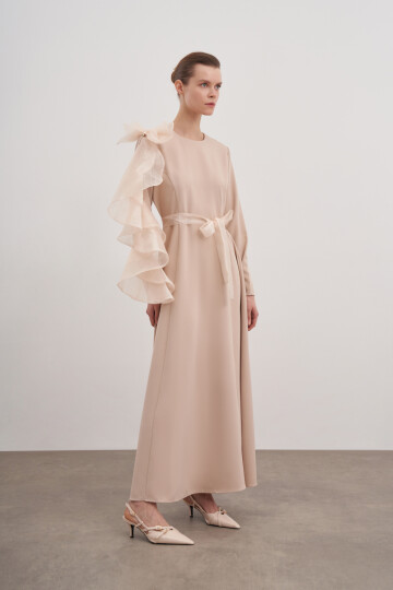 Tulle Bow Detailed Evening Dress