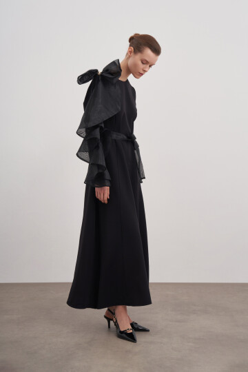 Tulle Bow Detailed Evening Dress