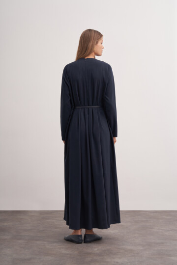 Pleat Detailed Belted Dress